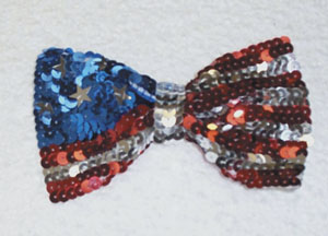 patriotic red white and blue sequin bow tie