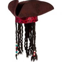 Pirate Hat with attached wig & red bandana