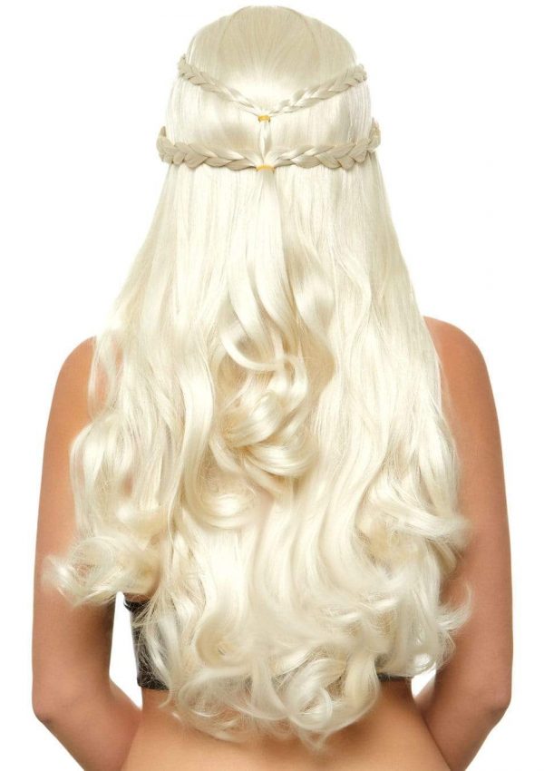 braided long wig,blonde braided long wig,dragon wig,dragon queen wig,back of wig,kostumeroom,kostume room,costumeroom,costume room,leg avenue