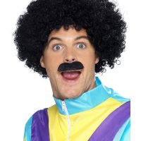 Afro wig and mustache