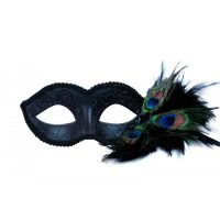 Black w/Peacock feather Mask