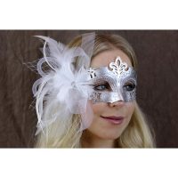 Venetian Silver Mask w/Feathers