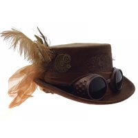 Steampunk hat w/feather and gears